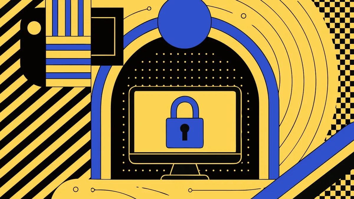 Abstract flat-vector editorial illustration for "Netlify Makes New Projects Private by Default, Not Existing Ones"