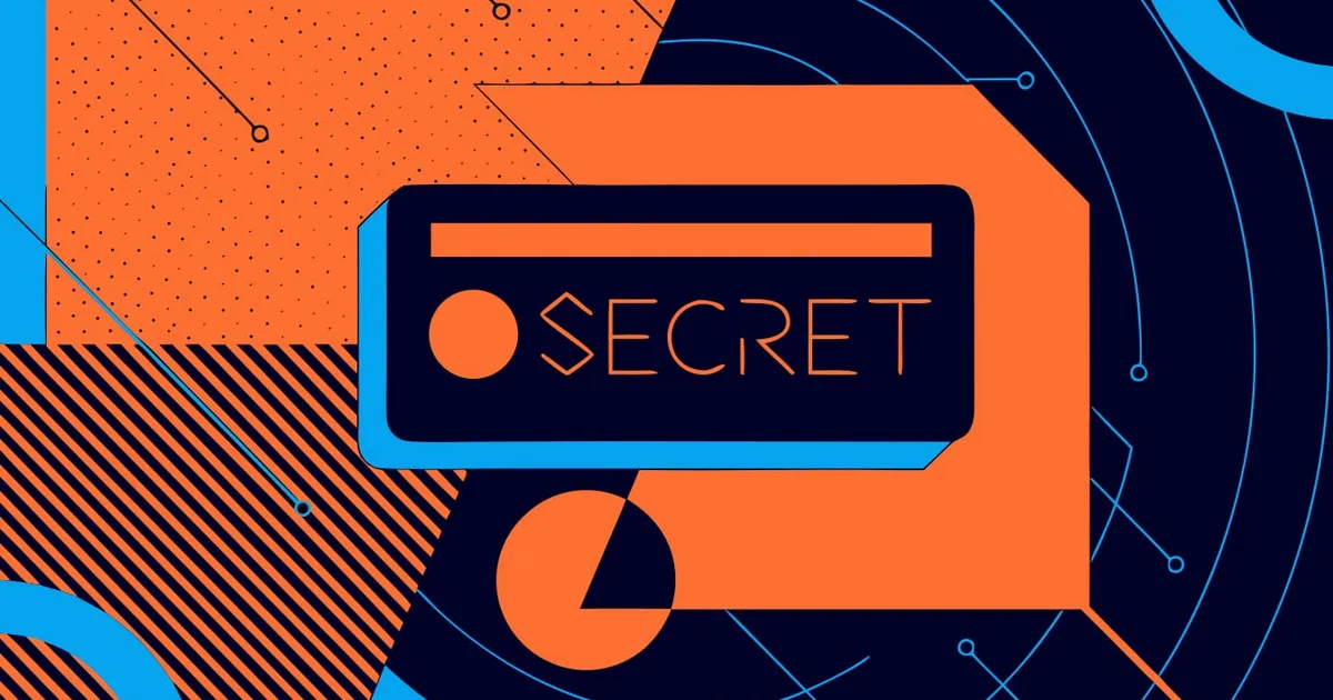 Abstract flat-vector editorial illustration for "Vercel Stops Printing Your Secrets Into Build Logs"